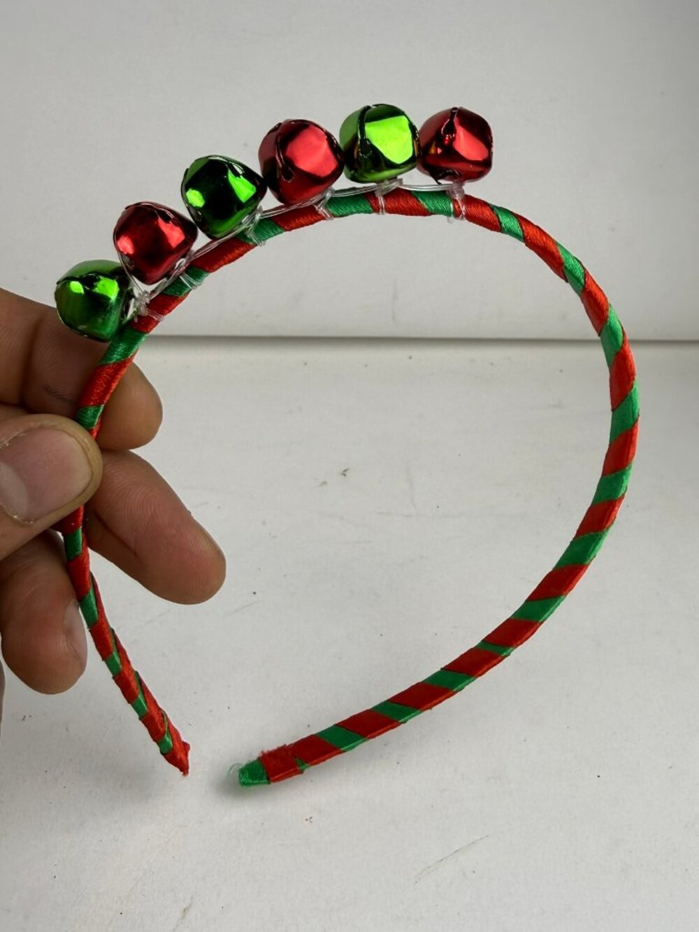 Festive Holiday Christmas Jingle Bell Ribbon Headband Red Green